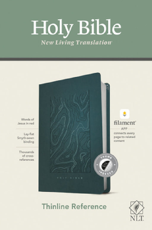NLT Thinline Reference Bible, Filament Enabled Edition (Red Letter, Leatherlike, Teal Blue, Indexed) by New Living Translation, Tyndale