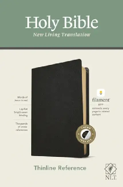 NLT Thinline Reference Bible, Filament Enabled Edition (Red Letter, Genuine Leather, Black, Indexed) by New Living Translation