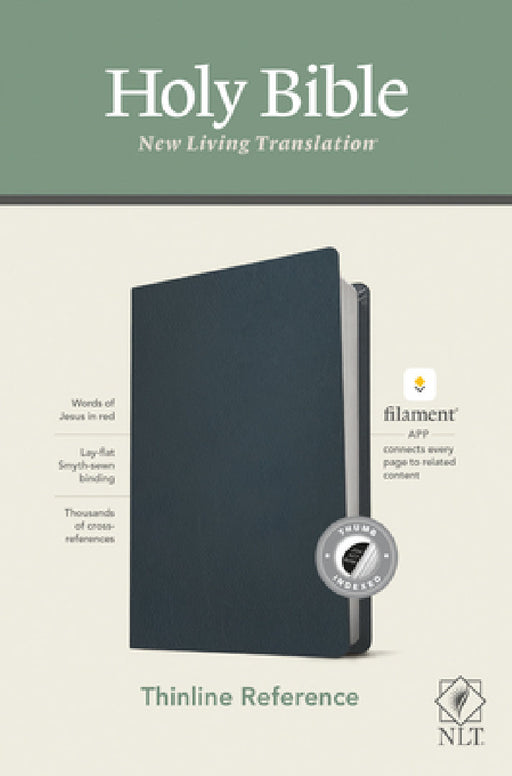 NLT Thinline Reference Bible, Filament Enabled Edition (Red Letter, Genuine Leather, Blue, Indexed) by New Living Translation, Tyndale