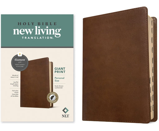 NLT Personal Size Giant Print Bible, Filament Enabled Edition (Red Letter, Leatherlike, Rustic Brown, Indexed) by Tyndale