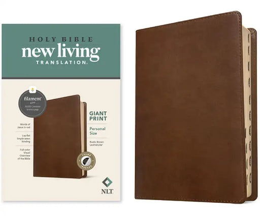 NLT Personal Size Giant Print Bible, Filament Enabled Edition (Red Letter, Leatherlike, Rustic Brown, Indexed) by Tyndale