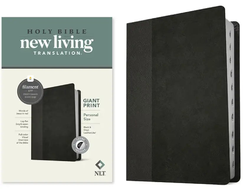 NLT Personal Size Giant Print Bible, Filament Enabled Edition (Red Letter, Leatherlike, Black/Onyx, Indexed) by Tyndale