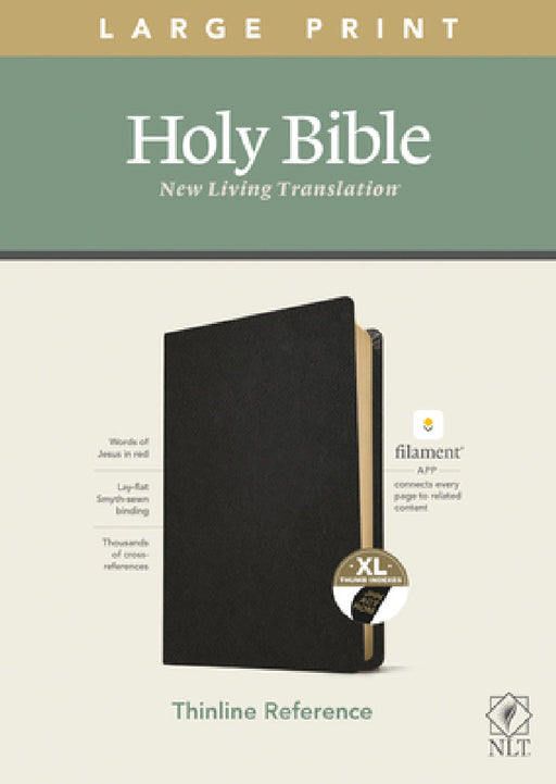 NLT Large Print Thinline Reference Bible, Filament Enabled Edition (Red Letter, Genuine Leather, Black, Indexed) by New Living Translation, Tyndale