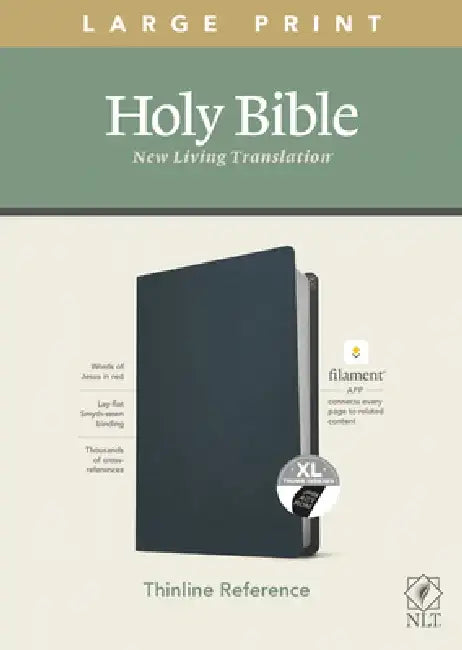 NLT Large Print Thinline Reference Bible, Filament Enabled Edition (Red Letter, Genuine Leather, Blue, Indexed) by New Living Translation