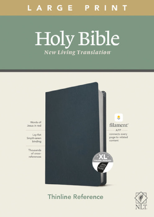 NLT Large Print Thinline Reference Bible, Filament Enabled Edition (Red Letter, Genuine Leather, Blue, Indexed) by New Living Translation, Tyndale