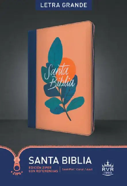 Santa Biblia Rvr60, Edición Zíper Con Referencias, Letra Grande (Sentipiel, Coral/Azul, Letra Roja) by Tyndale Bible