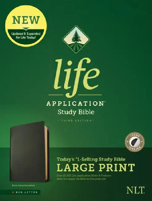 NLT Life Application Study Bible, Third Edition, Large Print (Red Letter, Genuine Leather, Black, Indexed) by New Living Translation