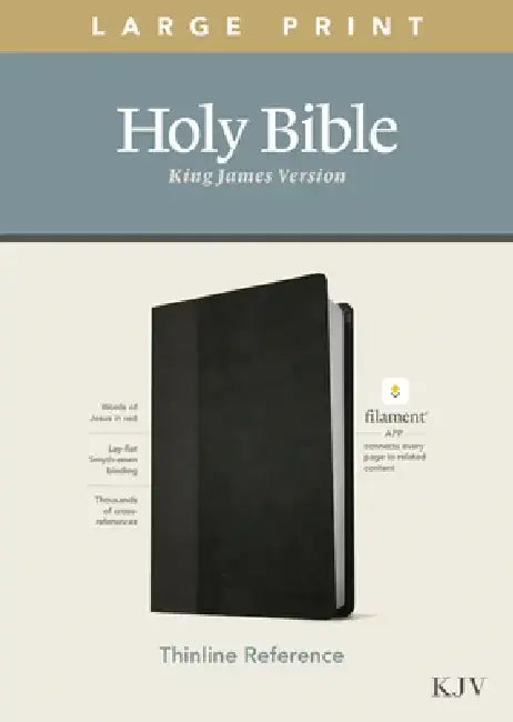 KJV Large Print Thinline Reference Bible, Filament Enabled Edition (Red Letter, Leatherlike, Black/Onyx) by Tyndale