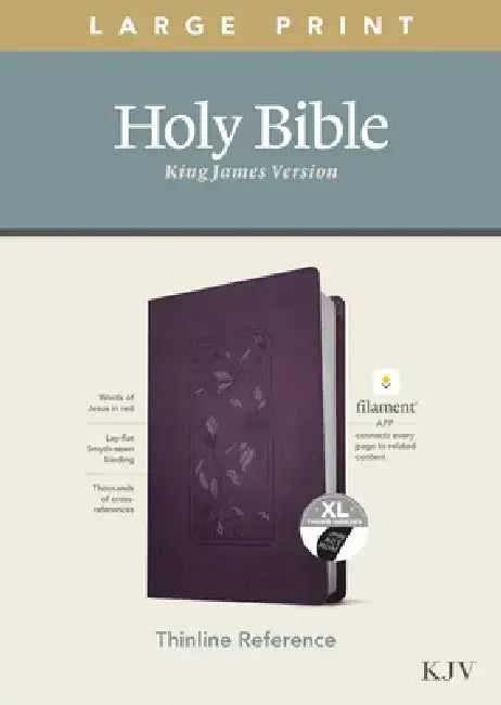 KJV Large Print Thinline Reference Bible, Filament Enabled Edition (Red Letter, Leatherlike, Floral/Purple, Indexed) by Tyndale