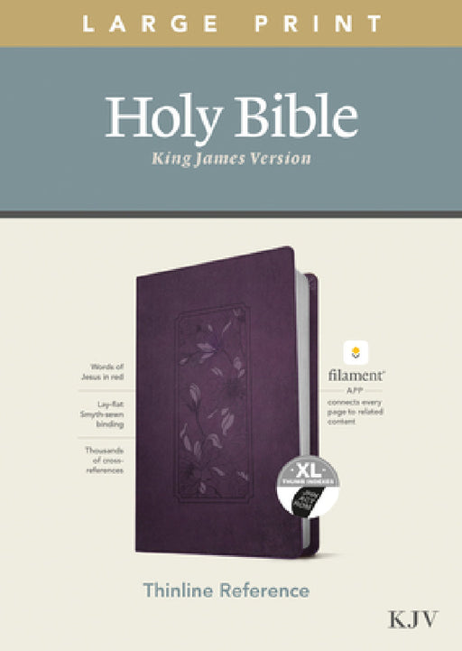 KJV Large Print Thinline Reference Bible, Filament Enabled Edition (Red Letter, Leatherlike, Floral/Purple, Indexed) by Tyndale