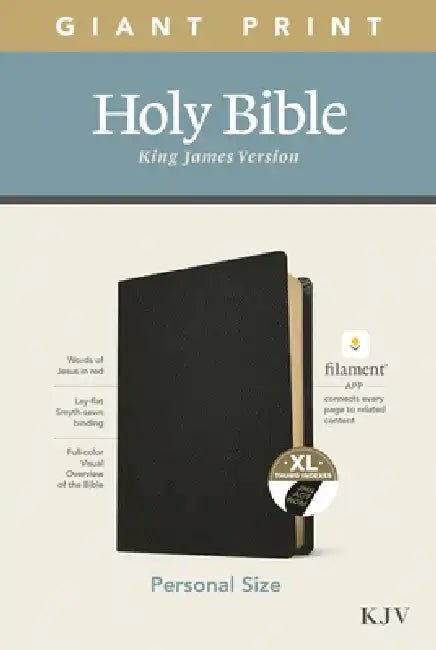 KJV Personal Size Giant Print Bible, Filament Enabled Edition (Genuine Leather, Black, Indexed) by Tyndale