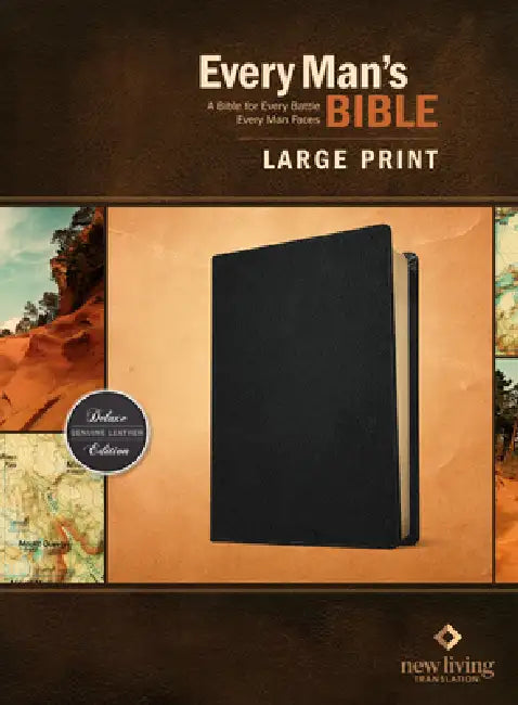 Every Man's Bible Nlt, Large Print (Genuine Leather, Black, Indexed) by New Living Translation, Tyndale, Stephen Arterburn