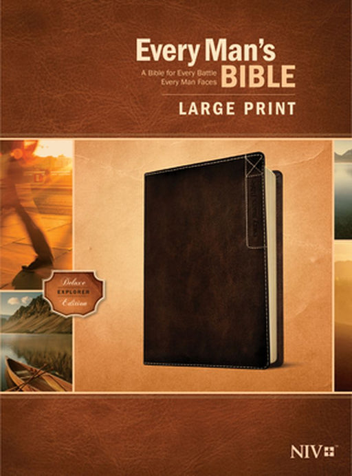 Every Man's Bible Niv, Large Print, Deluxe Explorer Edition (Leatherlike, Rustic Brown) by Stephen Arterburn