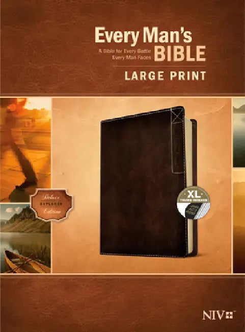 Every Man's Bible Niv, Large Print, Deluxe Explorer Edition (Leatherlike, Rustic Brown, Indexed) by Tyndale, Stephen Arterburn, Dean Merrill