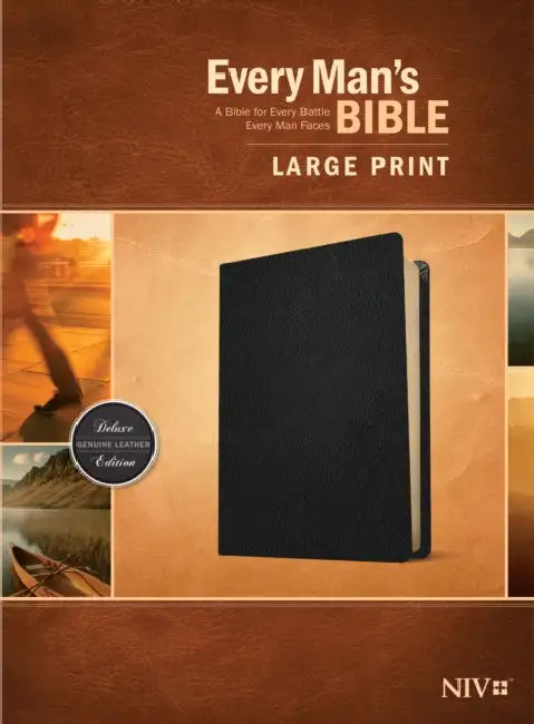 Every Man's Bible Niv, Large Print (Genuine Leather, Black) by Tyndale, Stephen Arterburn, Dean Merrill