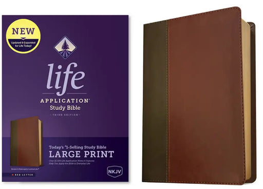 NKJV Life Application Study Bible, Third Edition, Large Print (Red Letter, Leatherlike, Brown/Mahogany) by Tyndale