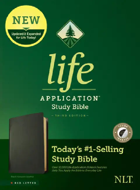 NLT Life Application Study Bible, Third Edition (Genuine Leather, Black, Indexed, Red Letter) by New Living Translation