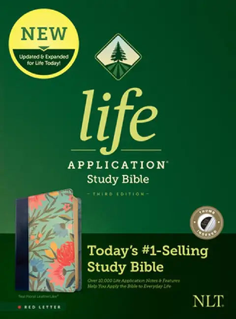 NLT Life Application Study Bible, Third Edition (Red Letter, Leatherlike, Teal Floral, Indexed) by Tyndale