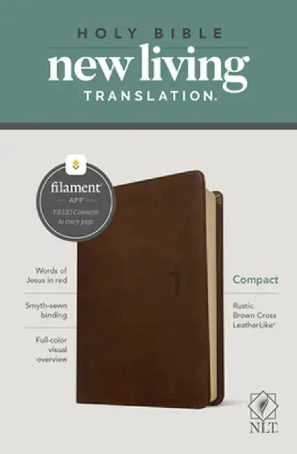 NLT Compact Bible, Filament Enabled Edition (Red Letter, Leatherlike, Rustic Brown) by Tyndale