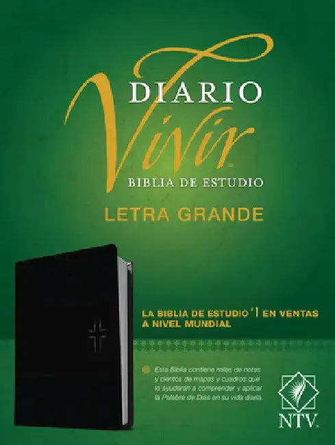 Biblia de Estudio del Diario Vivir Ntv, Letra Grande (Sentipiel, Negro/Ónice, Índice, Letra Roja) by Tyndale Bible