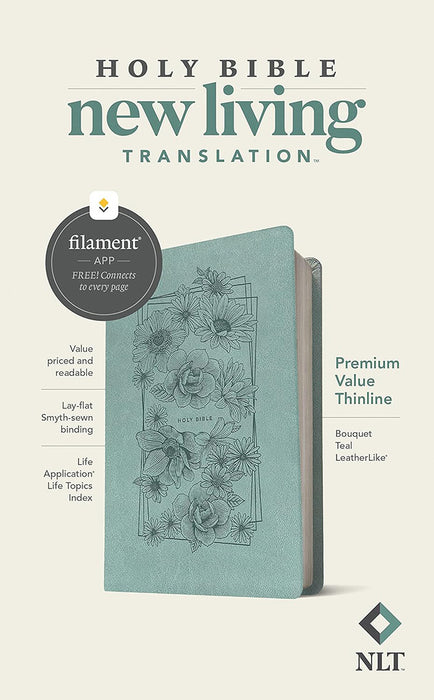 NLT Premium Value Thinline Bible, Filament Enabled Edition (Leatherlike, Bouquet Teal)