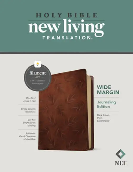 NLT Wide Margin Bible, Filament Enabled Edition (Red Letter, Leatherlike, Dark Brown Palm) by Tyndale