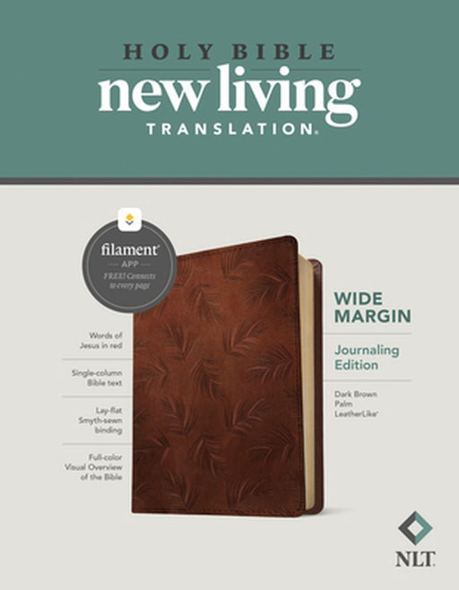 NLT Wide Margin Bible, Filament Enabled Edition (Red Letter, Leatherlike, Dark Brown Palm) by Tyndale