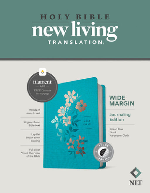 NLT Wide Margin Bible, Filament Enabled (Hardcover Cloth, Ocean Blue Floral, Indexed, Red Letter) by New Living Translation, Tyndale