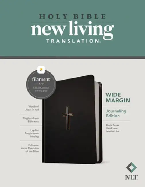 NLT Wide Margin Bible, Filament Enabled (Hardcover Leatherlike, Black Cross, Red Letter) by New Living Translation