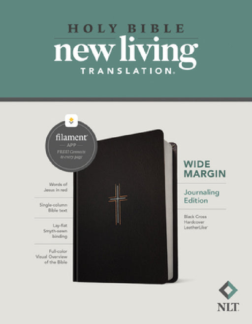 NLT Wide Margin Bible, Filament Enabled (Hardcover Leatherlike, Black Cross, Red Letter) by New Living Translation, Tyndale