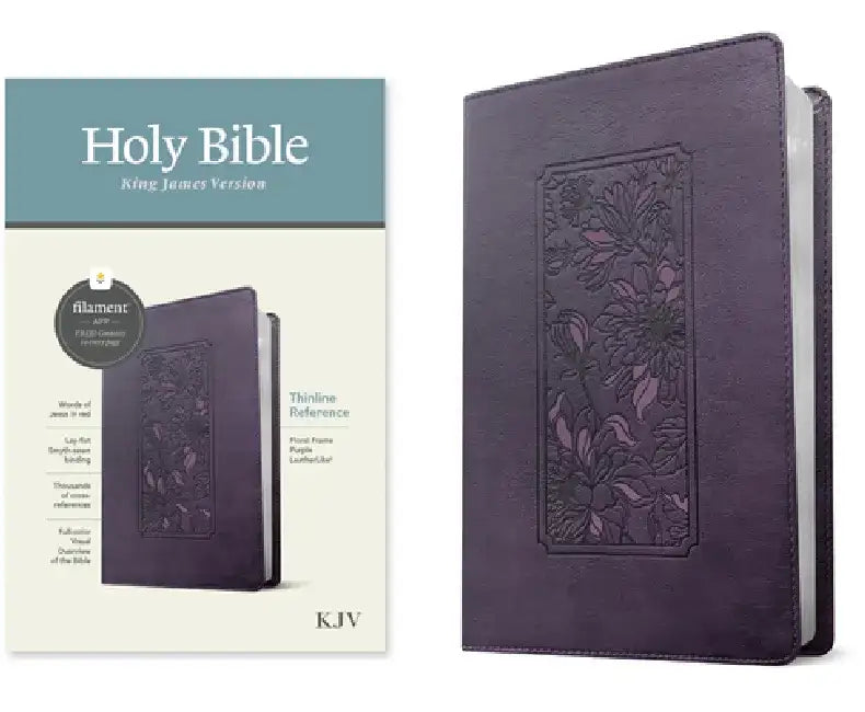 KJV Thinline Reference Bible, Filament Enabled (Leatherlike, Floral Frame Purple, Red Letter) by Tyndale