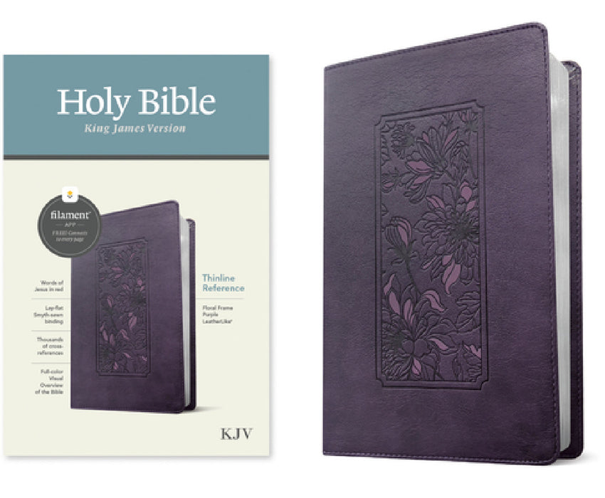 KJV Thinline Reference Bible, Filament Enabled (Leatherlike, Floral Frame Purple, Red Letter) by Tyndale
