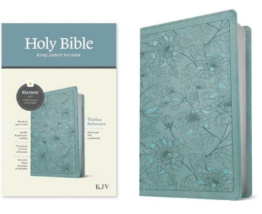 KJV Thinline Reference Bible, Filament Enabled (Leatherlike, Floral Leaf Teal, Red Letter) by Tyndale