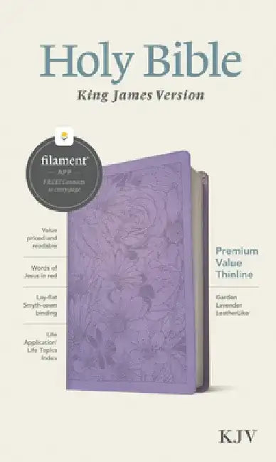 KJV Premium Value Thinline Bible, Filament Enabled Edition (Red Letter, Leatherlike, Garden Lavender) by Tyndale