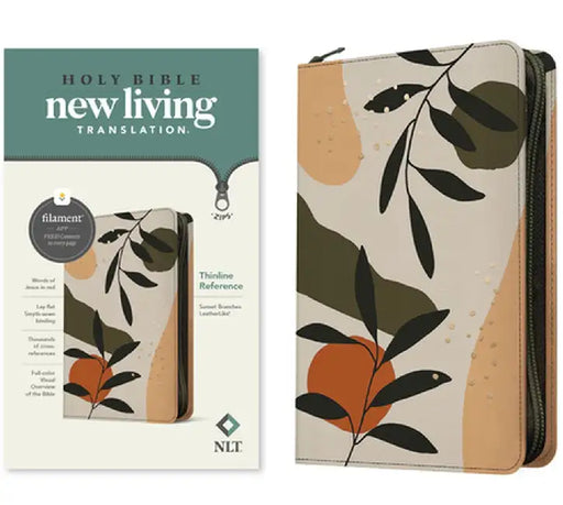 NLT Thinline Reference Zipper Bible, Filament Enabled Edition (Leatherlike, Sunset Branches ) by Tyndale