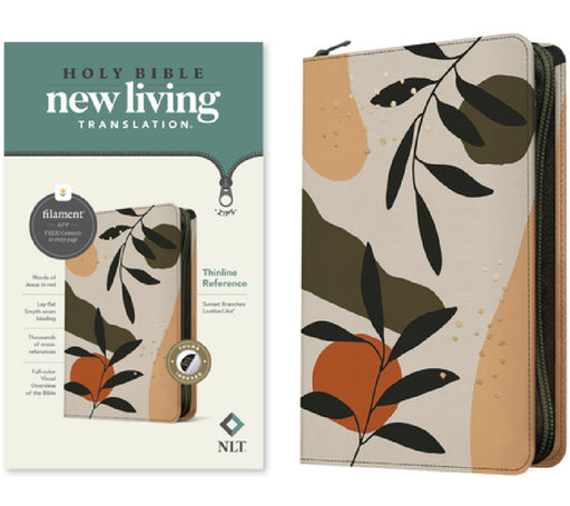 NLT Thinline Reference Zipper Bible, Filament Enabled (Leatherlike, Sunset Branches, Indexed, Red Letter) by New Living Translation, Tyndale