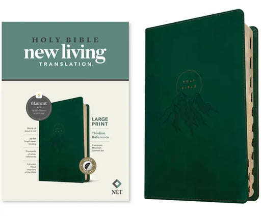 NLT Large Print Thinline Reference Bible, Filament Enabled Edition (Leatherlike, Evergreen Mountain, Indexed) by Tyndale