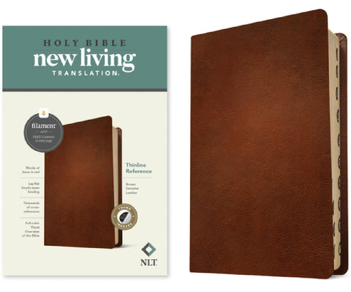 NLT Thinline Reference Bible, Filament Enabled (Genuine Leather, Brown, Indexed, Red Letter) by New Living Translation, Tyndale