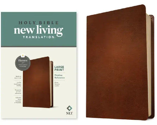 NLT Large Print Thinline Reference Bible, Filament Enabled (Genuine Leather, Brown, Red Letter) by New Living Translation