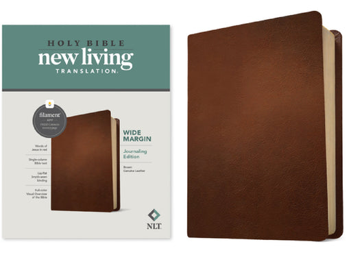 NLT Wide Margin Bible, Filament Enabled (Genuine Leather, Brown, Red Letter) by New Living Translation, Tyndale