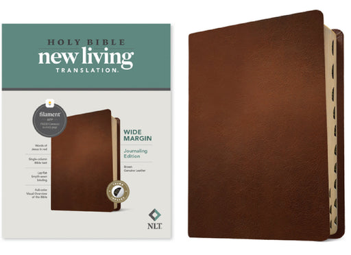 NLT Wide Margin Bible, Filament Enabled (Genuine Leather, Brown, Indexed, Red Letter) by New Living Translation, Tyndale