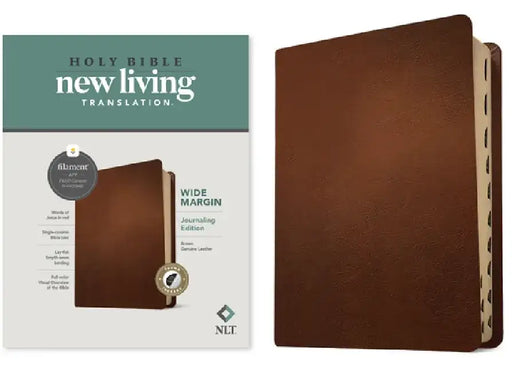 NLT Wide Margin Bible, Filament Enabled (Genuine Leather, Brown, Indexed, Red Letter) by New Living Translation