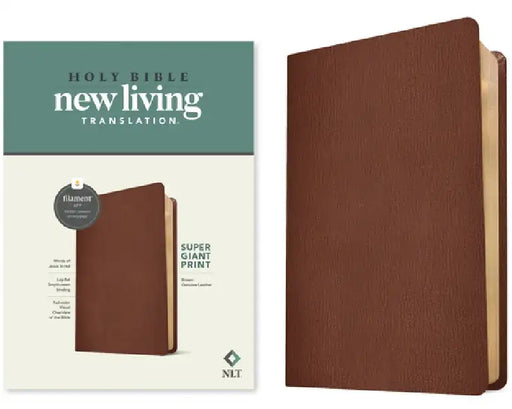 NLT Super Giant Print Bible, Filament Enabled (Genuine Leather, Brown, Red Letter) by New Living Translation