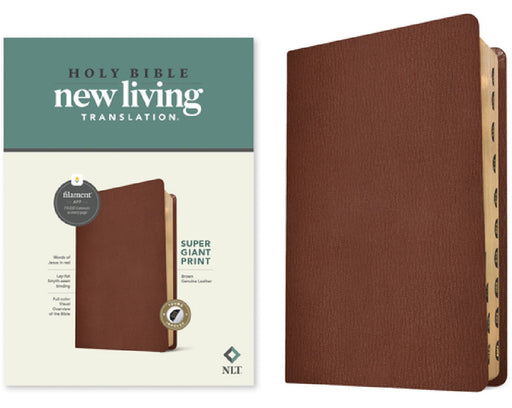 NLT Super Giant Print Bible, Filament Enabled (Genuine Leather, Brown, Indexed) by Tyndale
