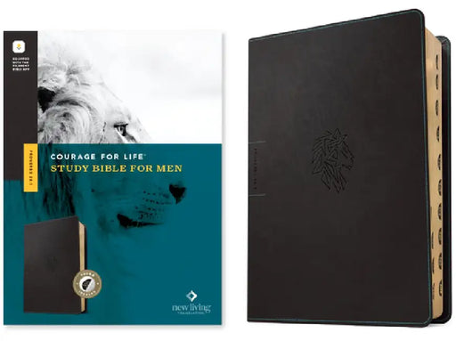 NLT Courage for Life Study Bible for Men, Filament-Enabled Edition (Leatherlike, Onyx Lion, Indexed) by Tyndale