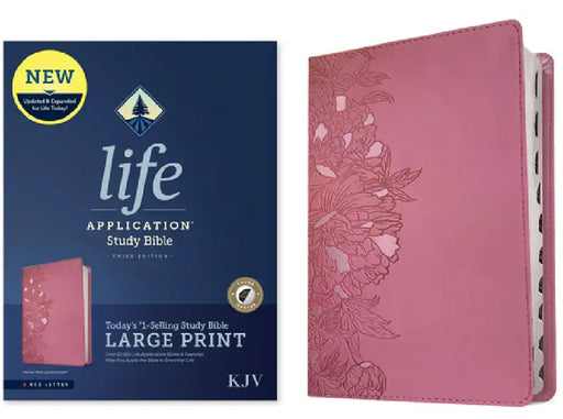 KJV Life Application Study Bible, Third Edition, Large Print (Red Letter, Leatherlike, Peony Pink, Indexed) by Tyndale