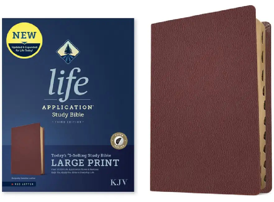 KJV Life Application Study Bible, Third Edition, Large Print (Genuine Leather, Burgundy, Indexed, Red Letter) by Tyndale
