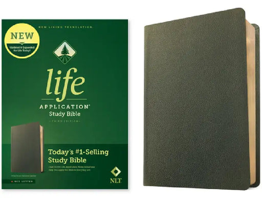 NLT Life Application Study Bible, Third Edition (Genuine Leather, Olive Green, Red Letter) by New Living Translation