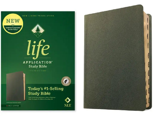 NLT Life Application Study Bible, Third Edition (Genuine Leather, Olive Green, Indexed, Red Letter) by New Living Translation