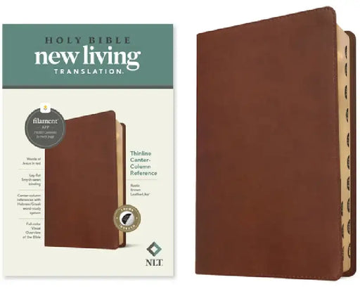 NLT Thinline Center-Column Reference Bible, Filament-Enabled Edition (Red Letter, Leatherlike, Rustic Brown, Indexed) by Tyndale